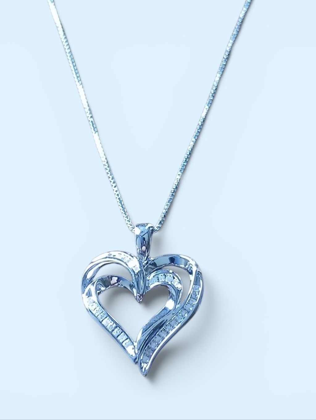 925 Natural Diamond Heart Necklace